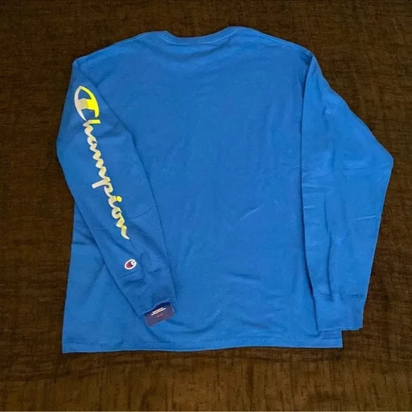 NWT Champion Men's Logo Graphic Long Sleeve T-Shirt Royal Blue/Yellow Size 2XL - Picture 5 of 12
